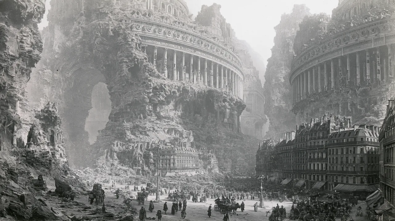 Imagined historical city with monumental architecture